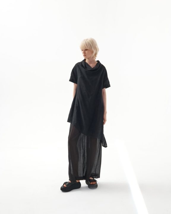 Kedziorek black linen dress summer 22